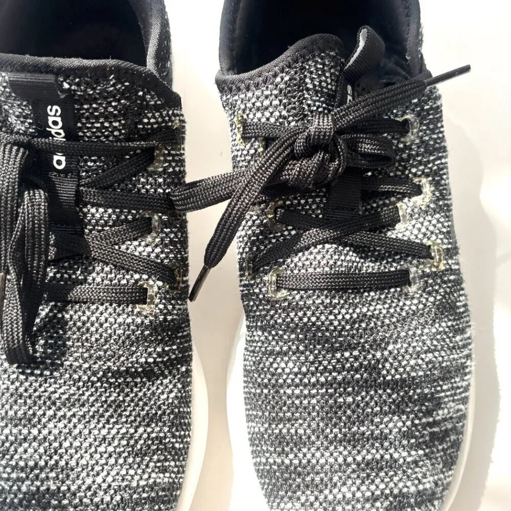 Adidas Women's Cloudfoam Black & White Lace Up Running Shoes - Sz 7.5